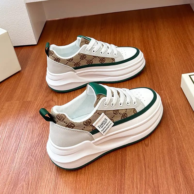 Grey Croc Lace Sneakers