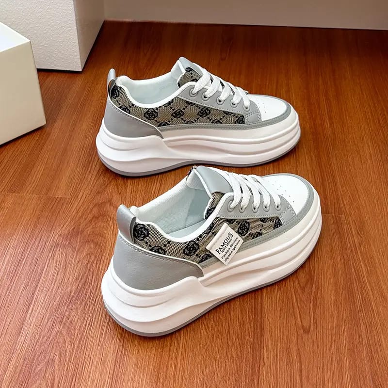 Grey Croc Lace Sneakers
