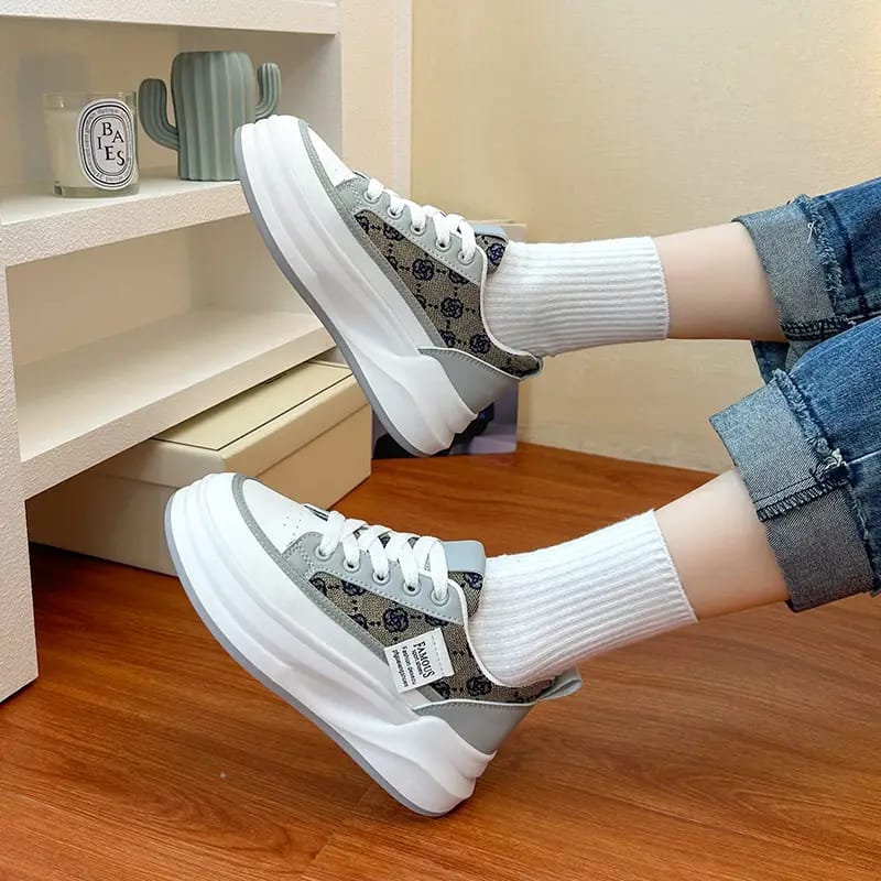 Grey Croc Lace Sneakers